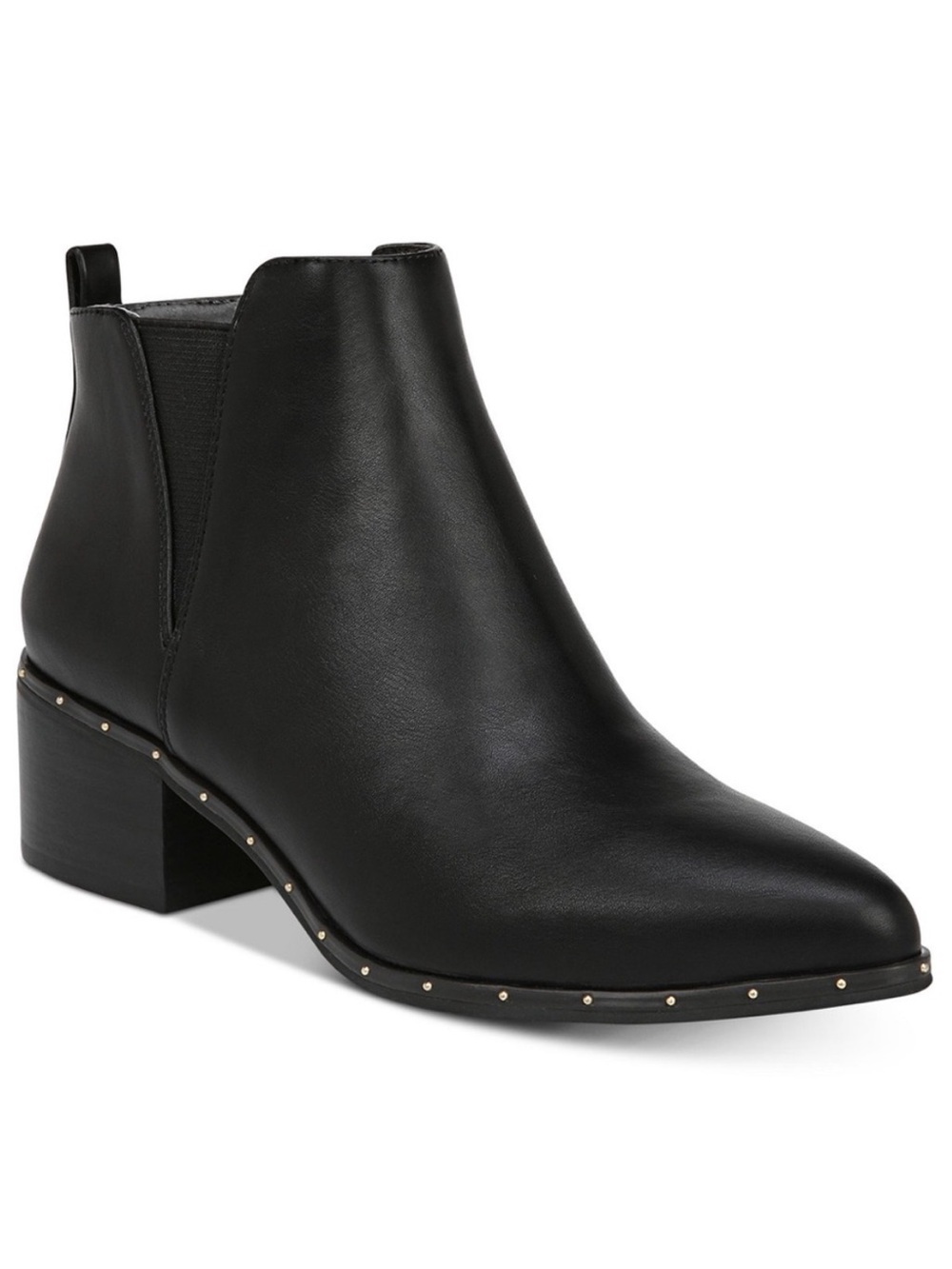 Bar Ill Black Gabby Ankle Booties Pointed Toe Block Heel Studded V-Cut- Size 7.5
